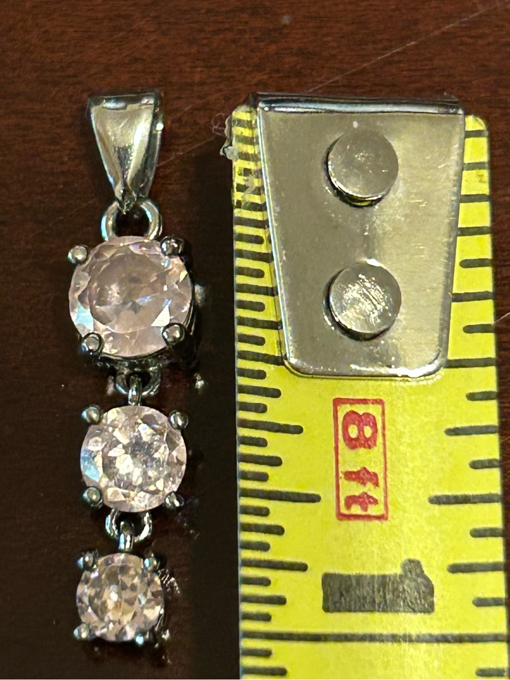 14k GP pink stone past present future necklace pendant